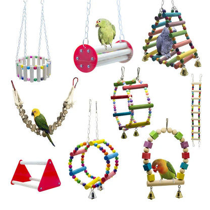 Bird Swing Chewing Toys Hanging Hammock Toys with Ladder Pet Supplies