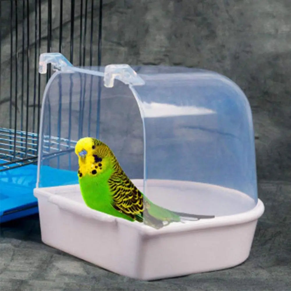 Bird Bath Pet Bird Parrot Transparent Bathing Tub Bathtub Shower Box Hanging Cage for Canary Budgerigar Cockatiel Lovebird