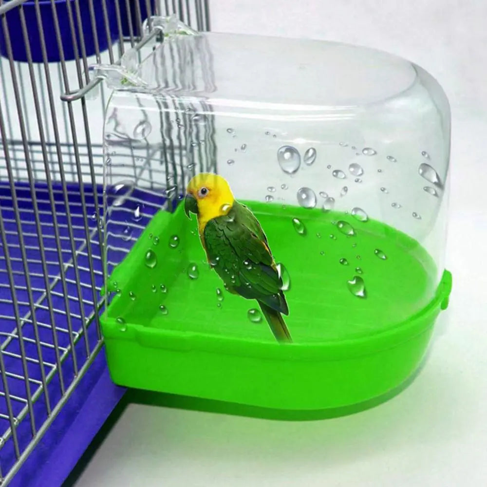 Bird Bath Pet Bird Parrot Transparent Bathing Tub Bathtub Shower Box Hanging Cage for Canary Budgerigar Cockatiel Lovebird