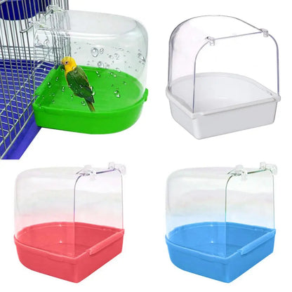 Bird Bath Pet Bird Parrot Transparent Bathing Tub Bathtub Shower Box Hanging Cage for Canary Budgerigar Cockatiel Lovebird