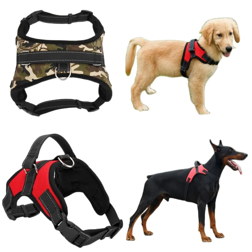 Adjustable Dog Harness Nylon Durable, Padded Reflective Threads Chest Strap for Large Medium Small Dogs, Husky Vest Pet Supplies