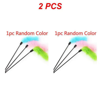 1~10PCS Pet Tool Turkey Feather Interactive Cat Toy Entertaining Teasing Colorful Tease Stick Pet Supplies Addictive Colorful