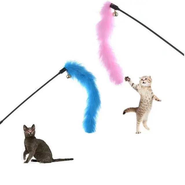 1~10PCS Pet Tool Turkey Feather Interactive Cat Toy Entertaining Teasing Colorful Tease Stick Pet Supplies Addictive Colorful