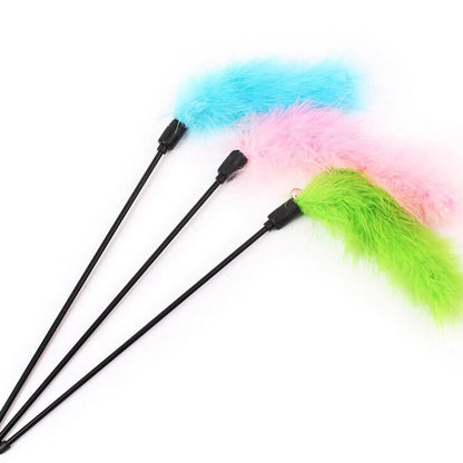 1~10PCS Pet Tool Turkey Feather Interactive Cat Toy Entertaining Teasing Colorful Tease Stick Pet Supplies Addictive Colorful