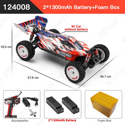 124008 60KM/H 4WD RC Car 3S Professional Racing Car Brushless Electric High Speed Off-Road Drift Remote Control Toys Gift