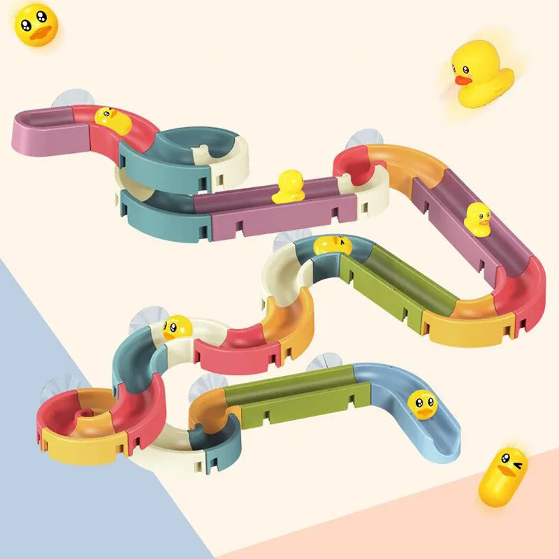 Baby Bath Toys DIY Slide Tracks Pipeline Yellow Ducks Bathroom Bathtub Play Rainbow Shower Water Educational Toys for Children