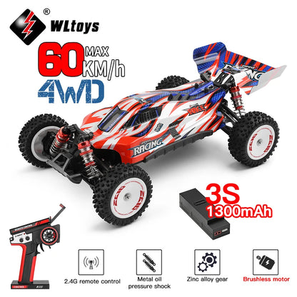 124008 60KM/H 4WD RC Car 3S Professional Racing Car Brushless Electric High Speed Off-Road Drift Remote Control Toys Gift