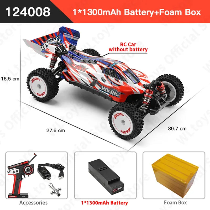 124008 60KM/H 4WD RC Car 3S Professional Racing Car Brushless Electric High Speed Off-Road Drift Remote Control Toys Gift