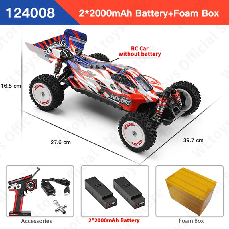 124008 60KM/H 4WD RC Car 3S Professional Racing Car Brushless Electric High Speed Off-Road Drift Remote Control Toys Gift