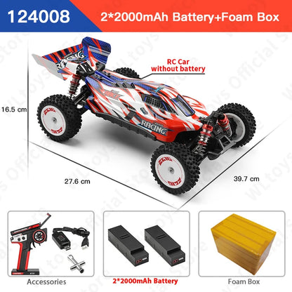 124008 60KM/H 4WD RC Car 3S Professional Racing Car Brushless Electric High Speed Off-Road Drift Remote Control Toys Gift