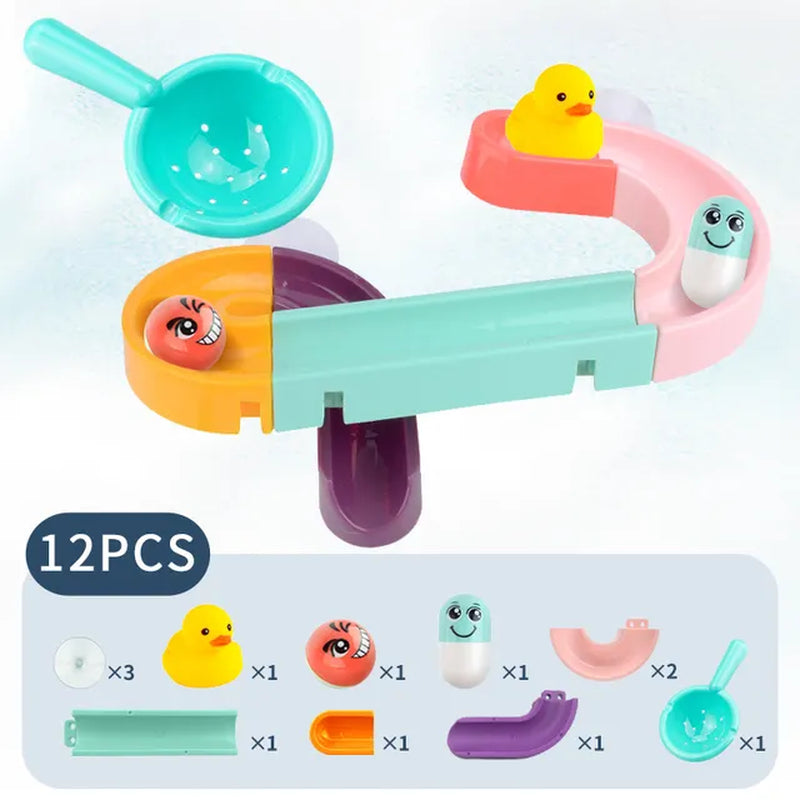 Baby Bath Toys DIY Slide Tracks Pipeline Yellow Ducks Bathroom Bathtub Play Rainbow Shower Water Educational Toys for Children