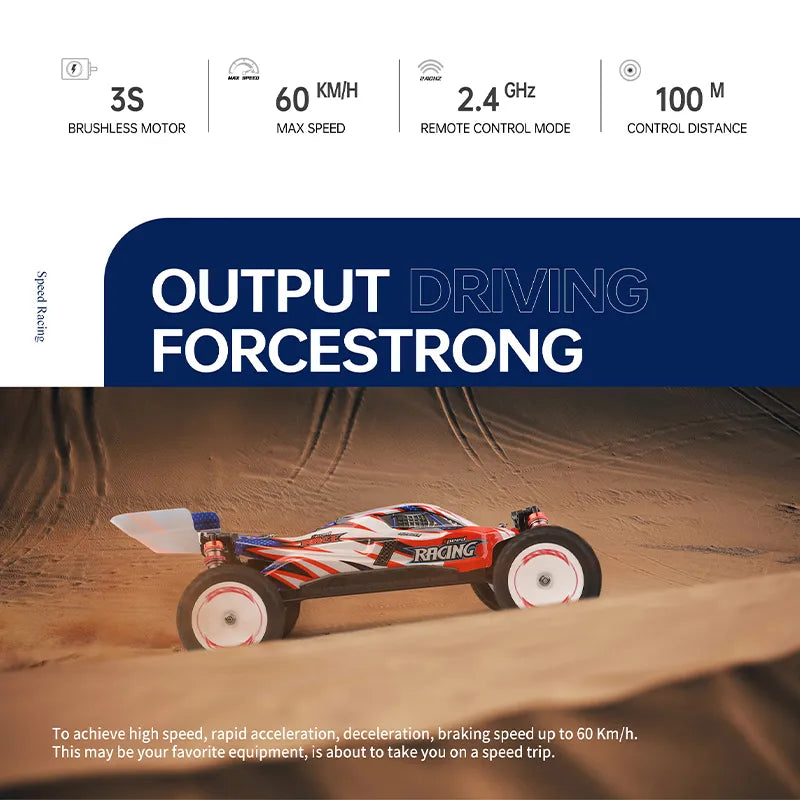 124008 60KM/H 4WD RC Car 3S Professional Racing Car Brushless Electric High Speed Off-Road Drift Remote Control Toys Gift