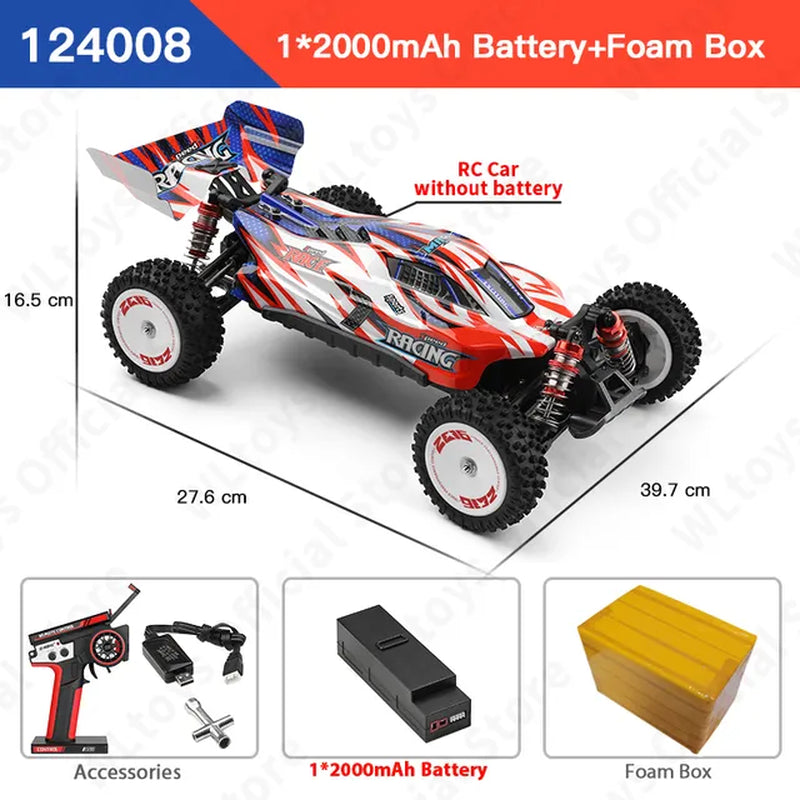 124008 60KM/H 4WD RC Car 3S Professional Racing Car Brushless Electric High Speed Off-Road Drift Remote Control Toys Gift