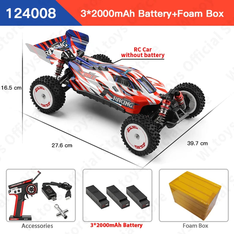 124008 60KM/H 4WD RC Car 3S Professional Racing Car Brushless Electric High Speed Off-Road Drift Remote Control Toys Gift